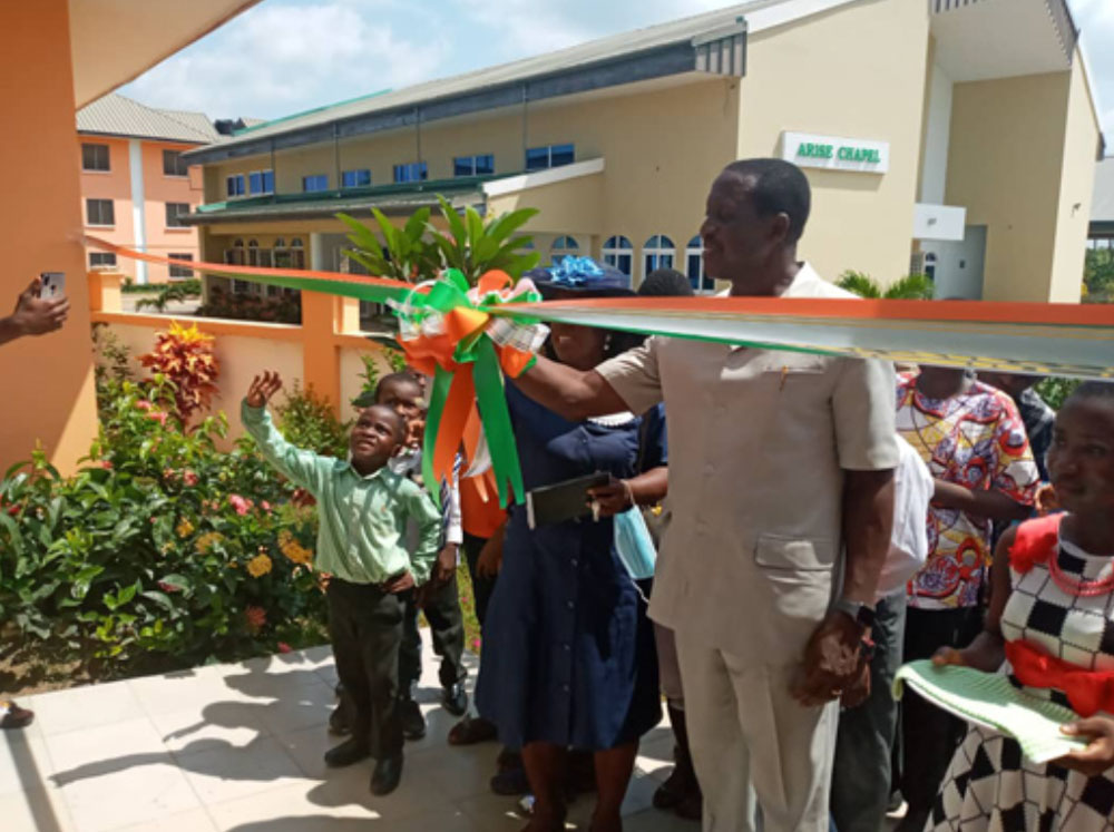 The ribbon cutting of the IT and vocational training center