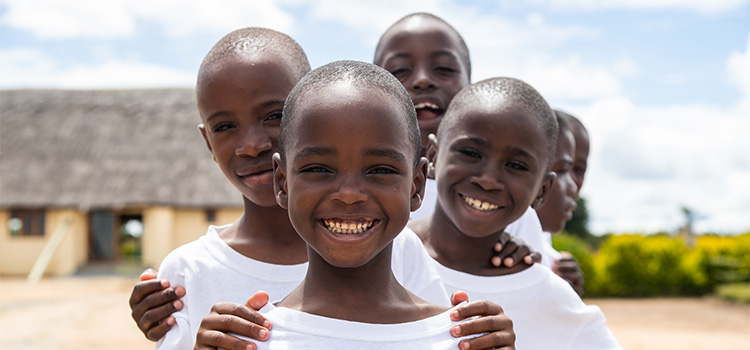 Happy group of smiling African children